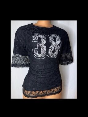 Black Lace 38 Graphic Short-Sleeve Top